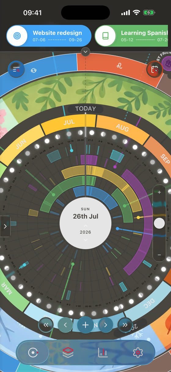 Year dial in dark mode
